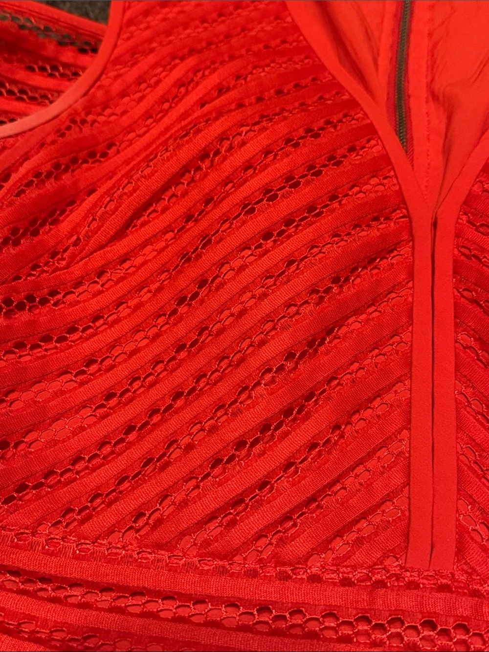J. Crew Red Sleeveless Lace A-Line Midi Dress - Picture 3 of 8